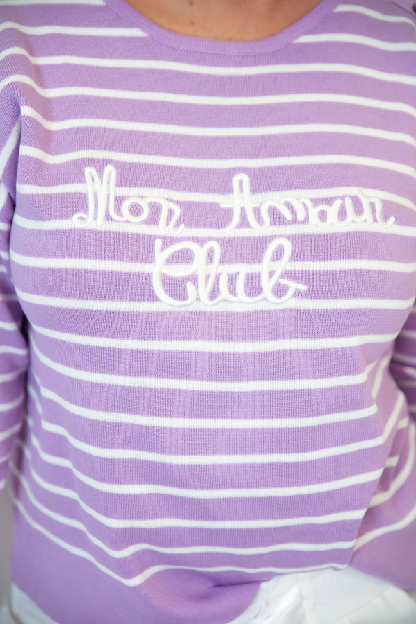 Sweter w paski MON AMOUR CLUB - fioletowo biały 5
