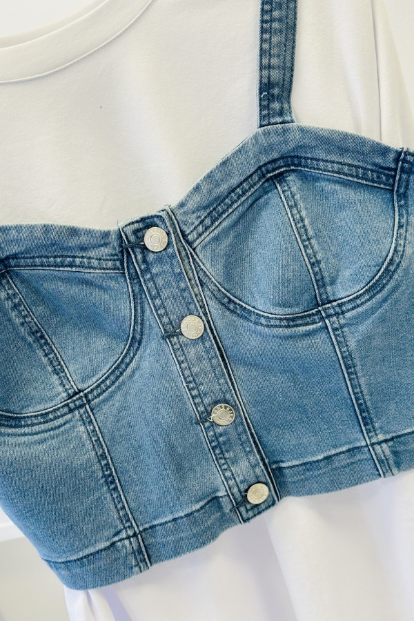 Top jeansowy na ramiączkach MINI JEANI - niebieski 2