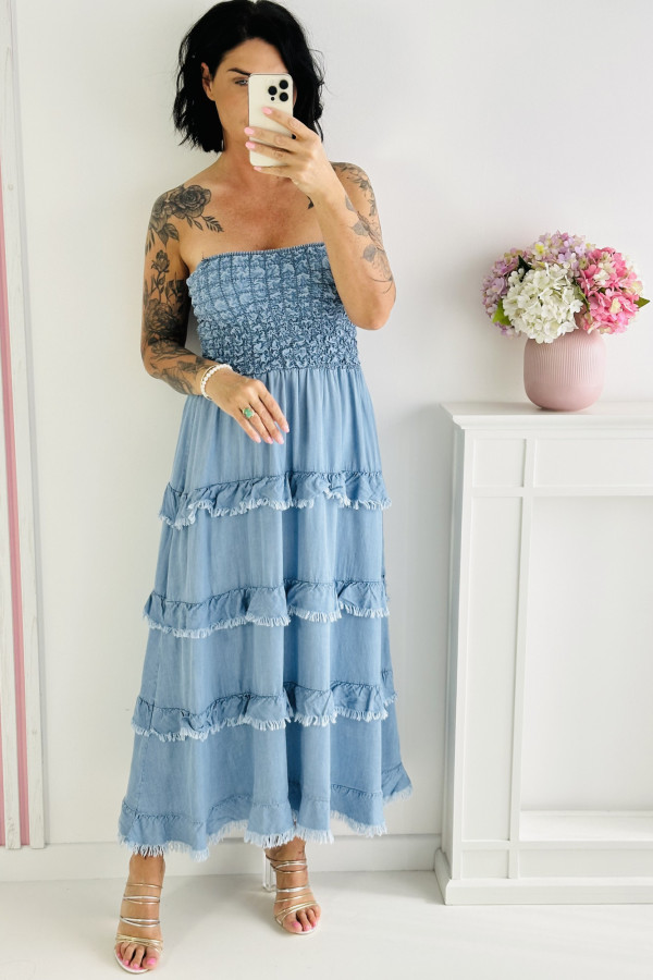 Sukienka z regulowanymi ramiączkami MARIETTA - niebieska
