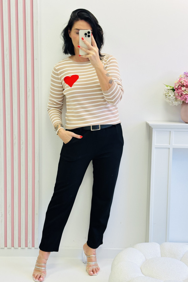 Sweter CUTE HEART - brązowy 1