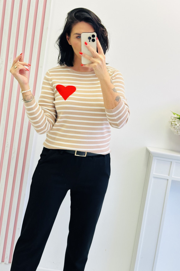 Sweter CUTE HEART - brązowy 3