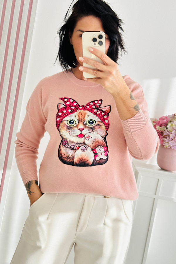 Sweter SWEET CAT - różowy 1