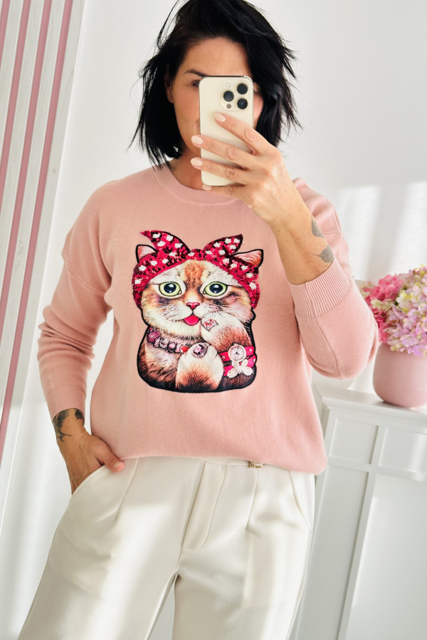 Sweter SWEET CAT - różowy 2