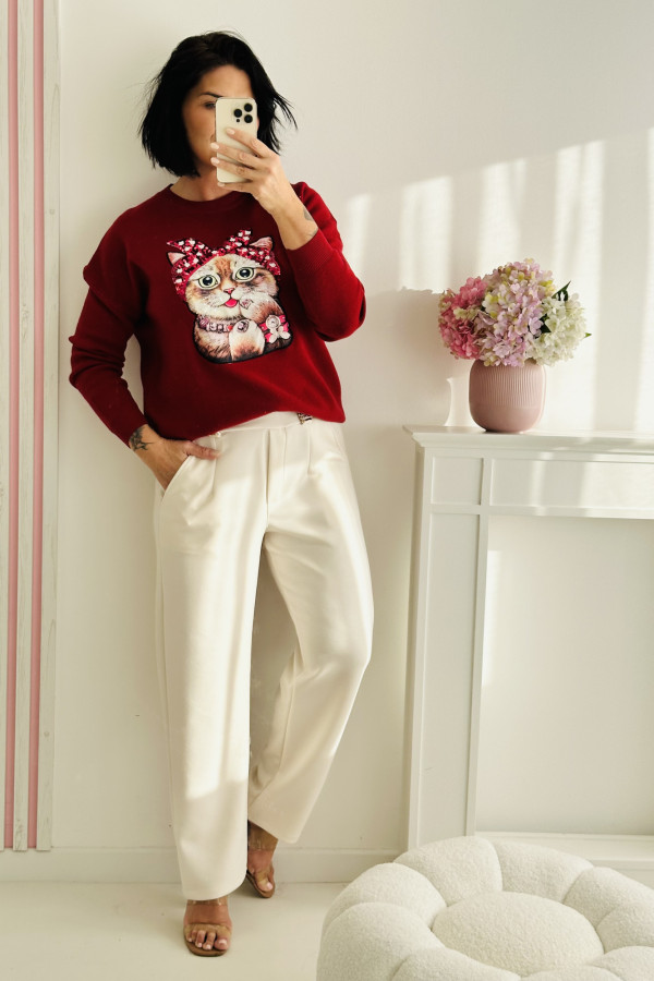 Sweter SWEET CAT - bordo