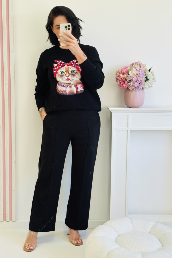 Sweter SWEET CAT - czarny