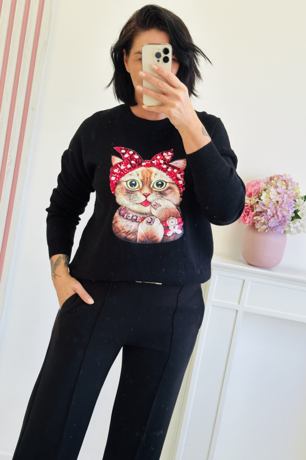 Sweter SWEET CAT - czarny 3