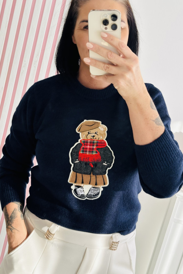 Sweter CLASSIC BEAR - granatowy