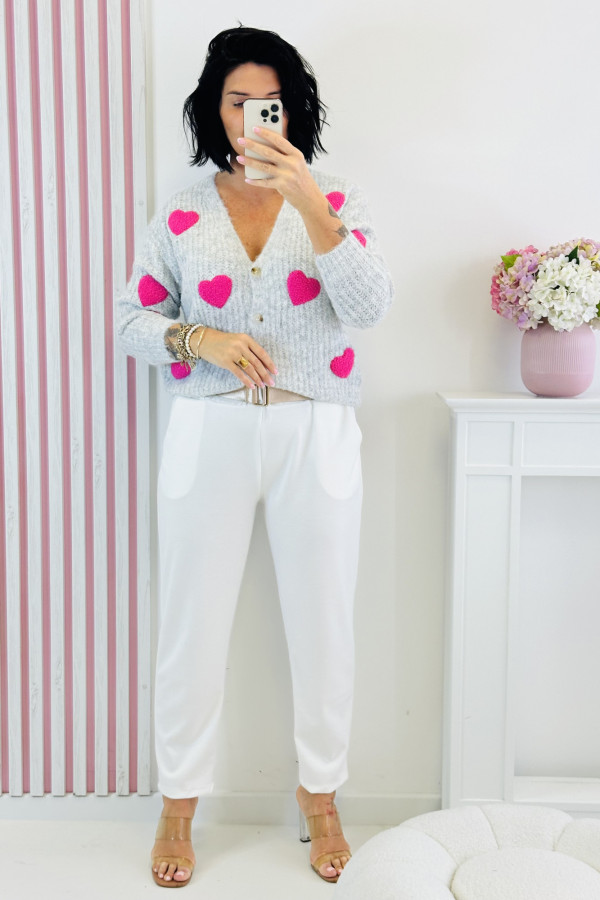 Sweter PINK HEART - szary 1