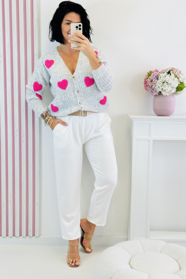 Sweter PINK HEART - szary