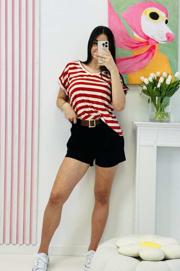 Bluzka SAILOR - kremowo czerwona