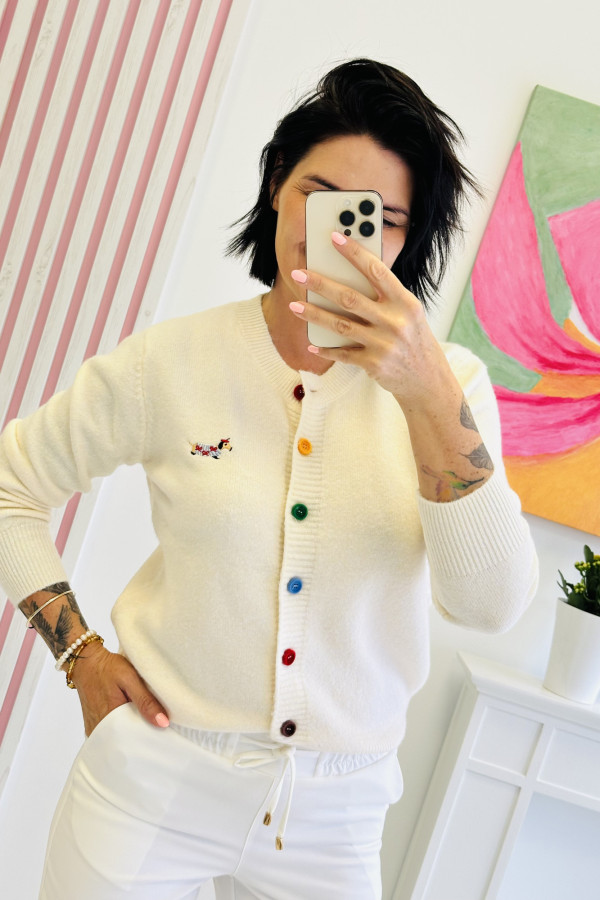 Sweter LONG DOG - kremowy