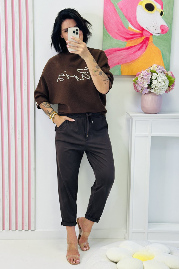 Sweter PARIS - brązowy