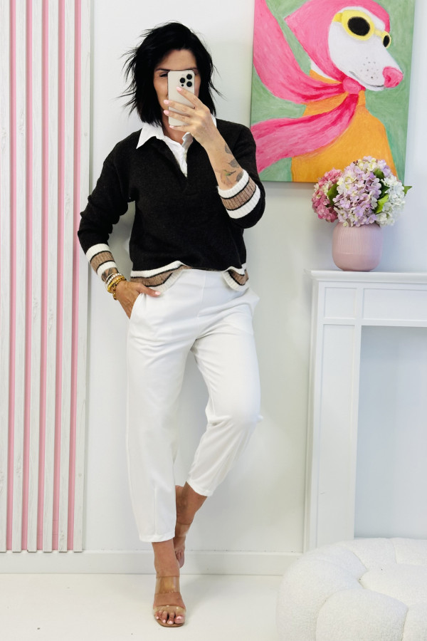 Sweter WORK - brązowy