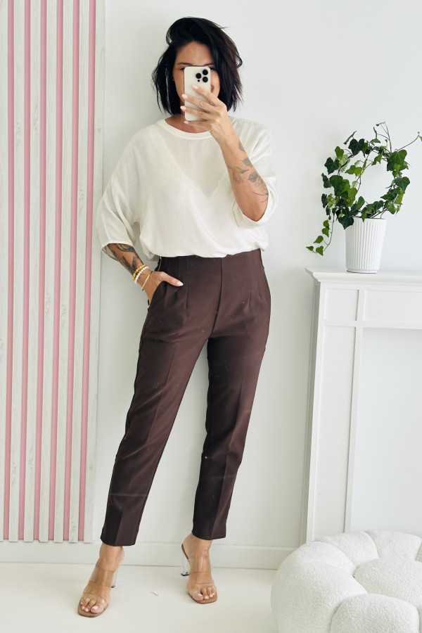 Spodnie MARRON ELEGANTE - brązowe