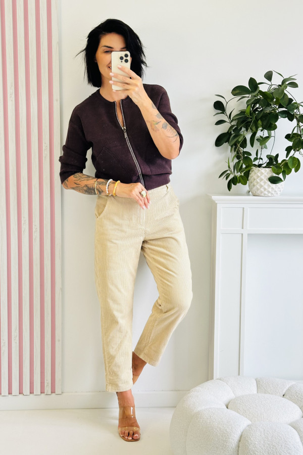 Sweter ZIP - brązowy