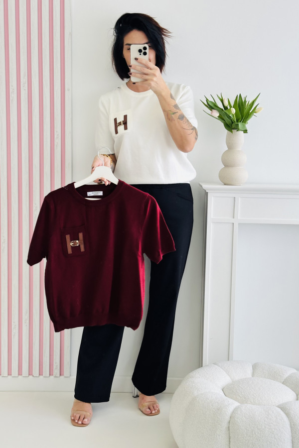 Sweter LEATHER - burgund