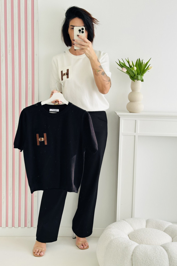 Sweter LEATHER - czarny
