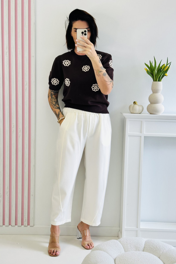 Sweter LITTLE FLOWERS - brązowy