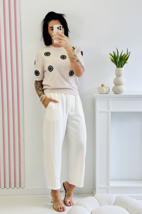 Sweter LITTLE FLOWERS - beżowy