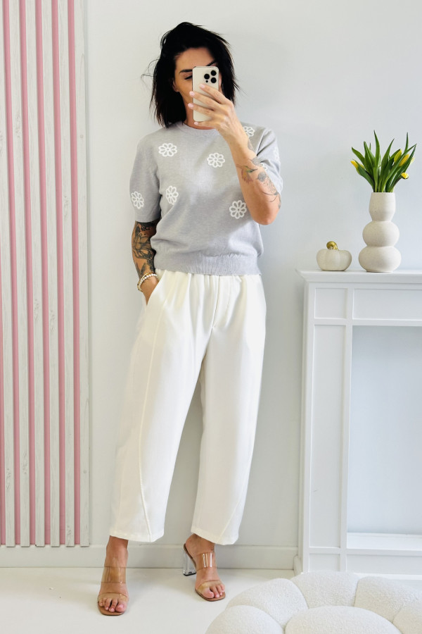 Sweter LITTLE FLOWERS - szary