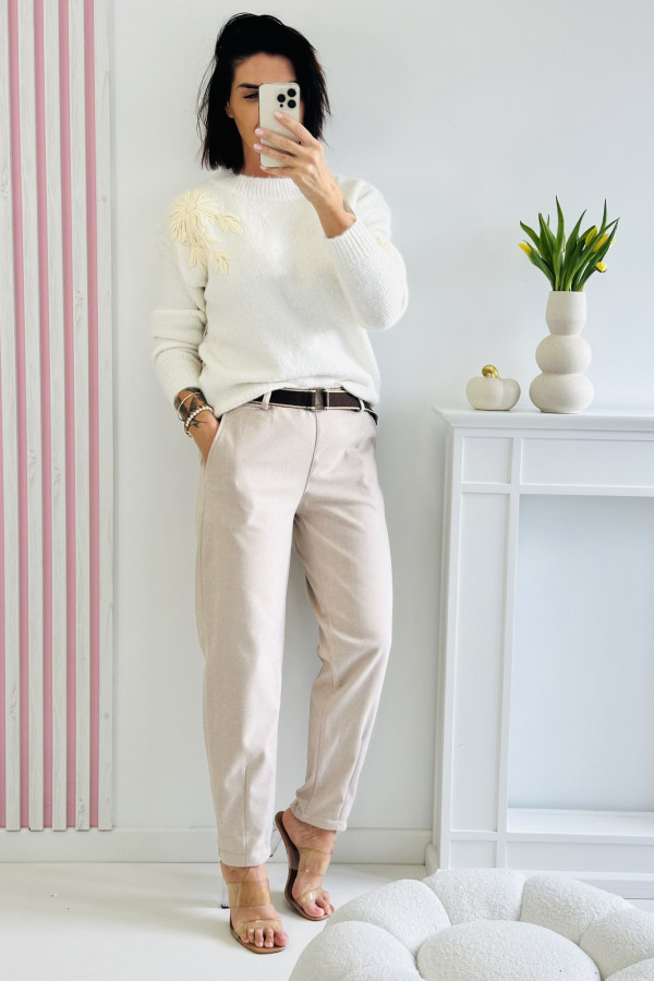 Sweter FLORES - kremowy