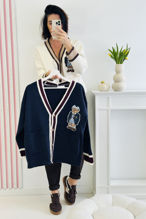 Sweter HIGH SCHOOL BEAR - granatowy