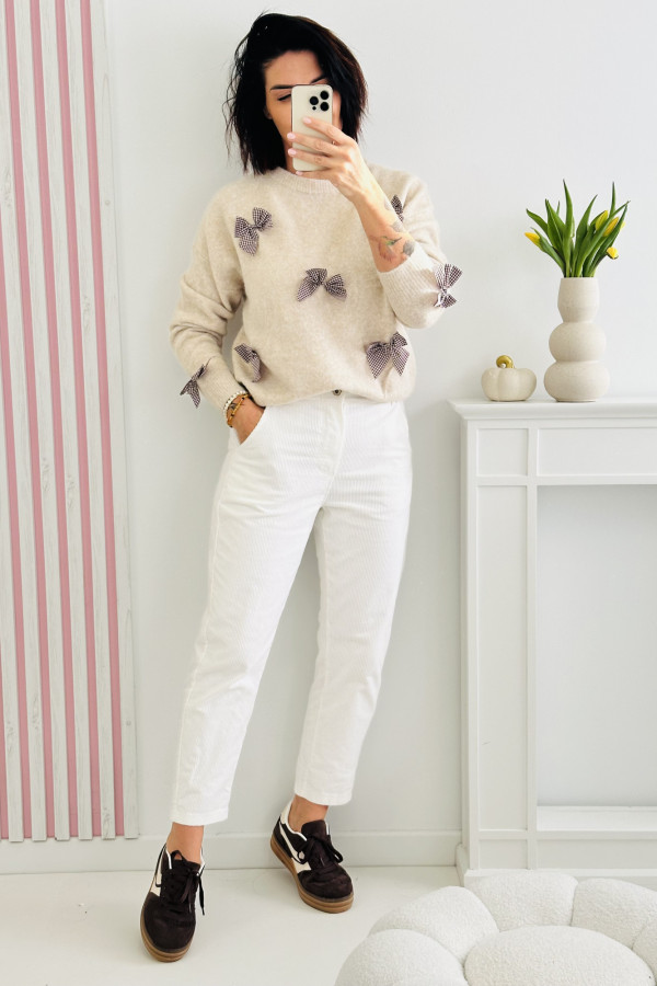 Sweter LITTLE BOWS - beżowy