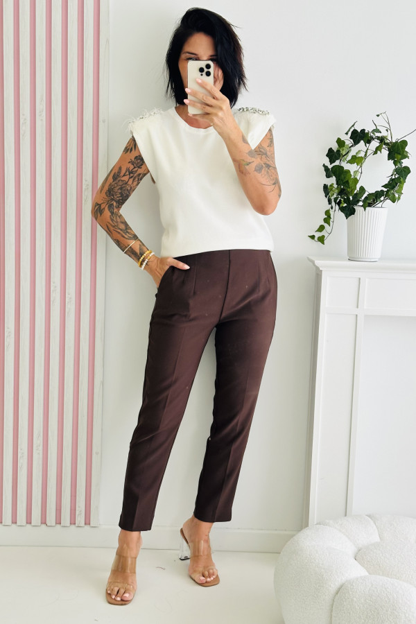 Spodnie MARRON ELEGANTE - brązowe